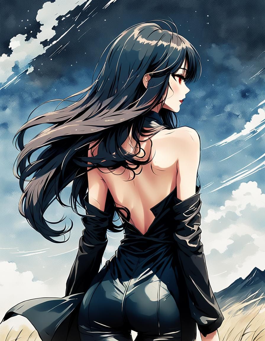 Beautiful woman (anime style)