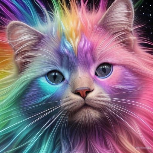 Crystalline Cat in Spotlight: Vibrant Digital Art