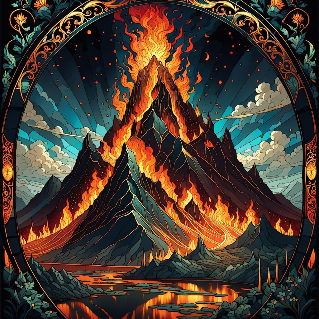 Fiery Volcano Hellscape