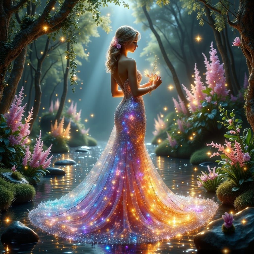 Opal and Orchid Gown in Crystal Forest
