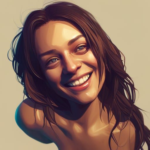 Smiling Girl Portrait in Hyperdetailed Digital Art