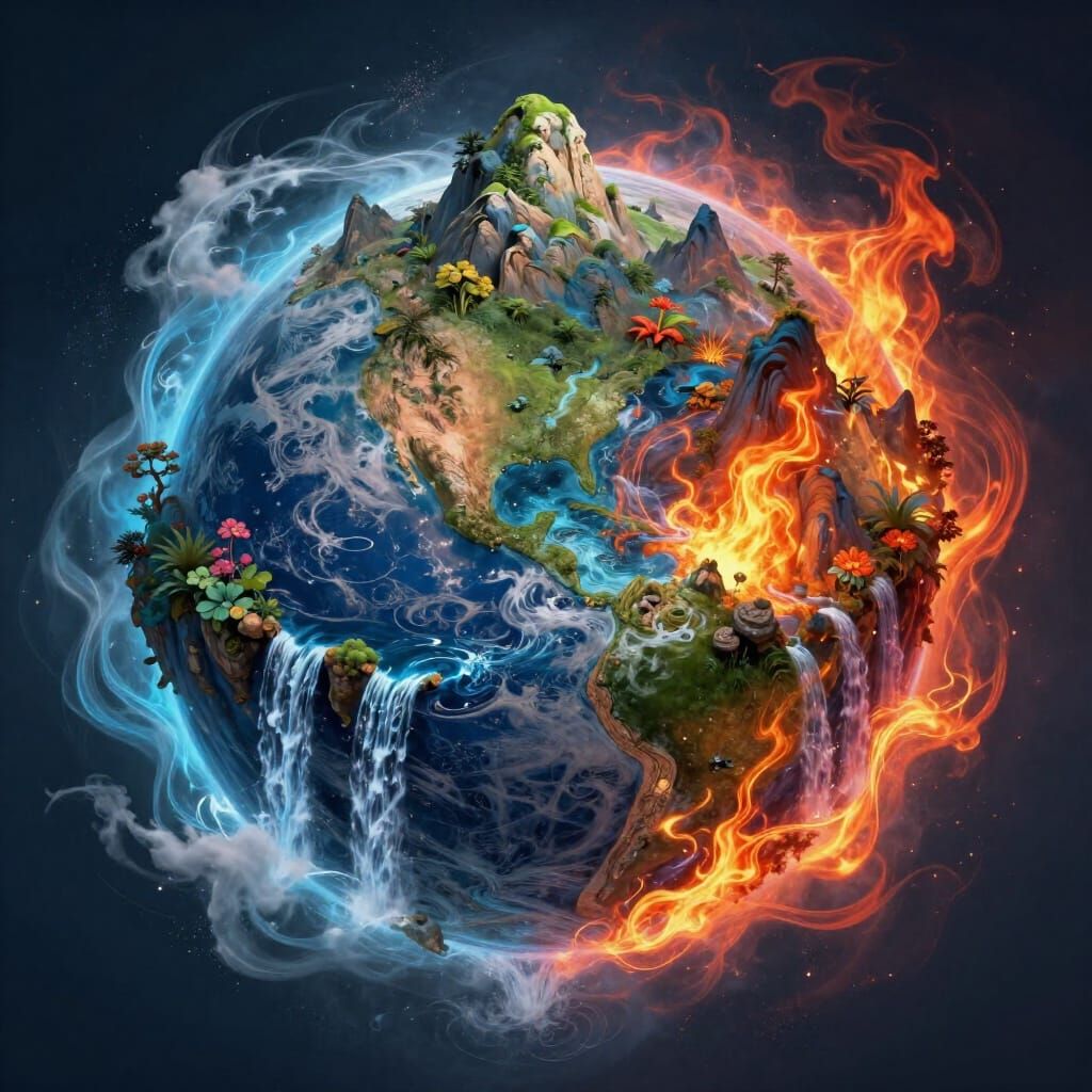 Four Elements Unite in Breathtaking Fantasy Matte Painting