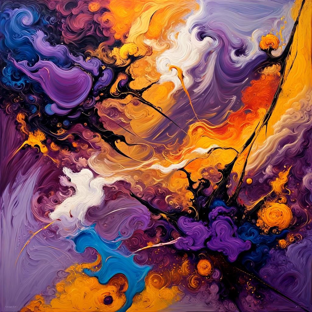 Mysterious Entity in Abstract Expressionist Oil Painting