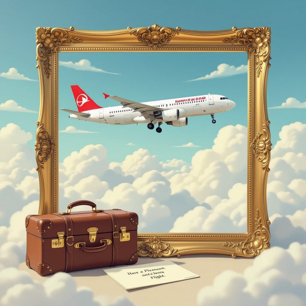 Elegant Flight Greeting Card with Gold Frame