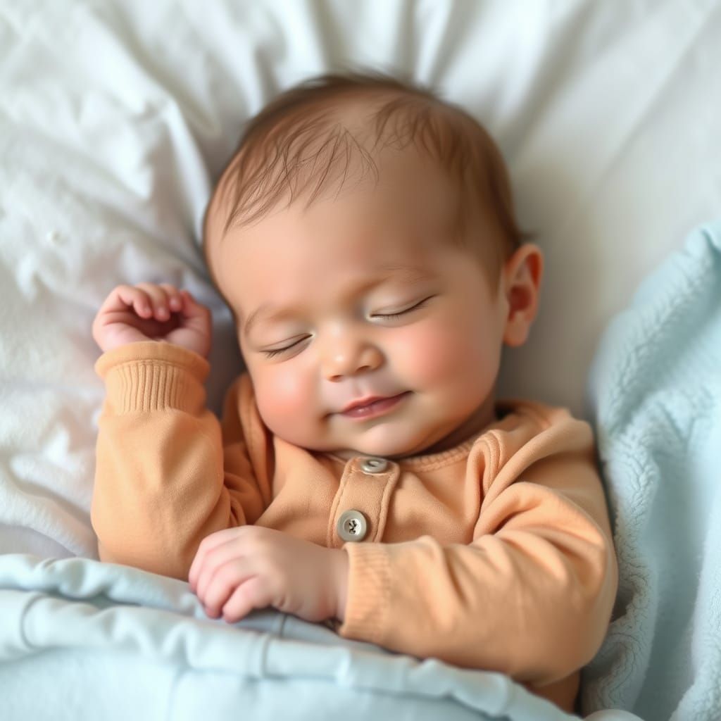 Baby Sleeping Peacefully in Storybook Illustration Style