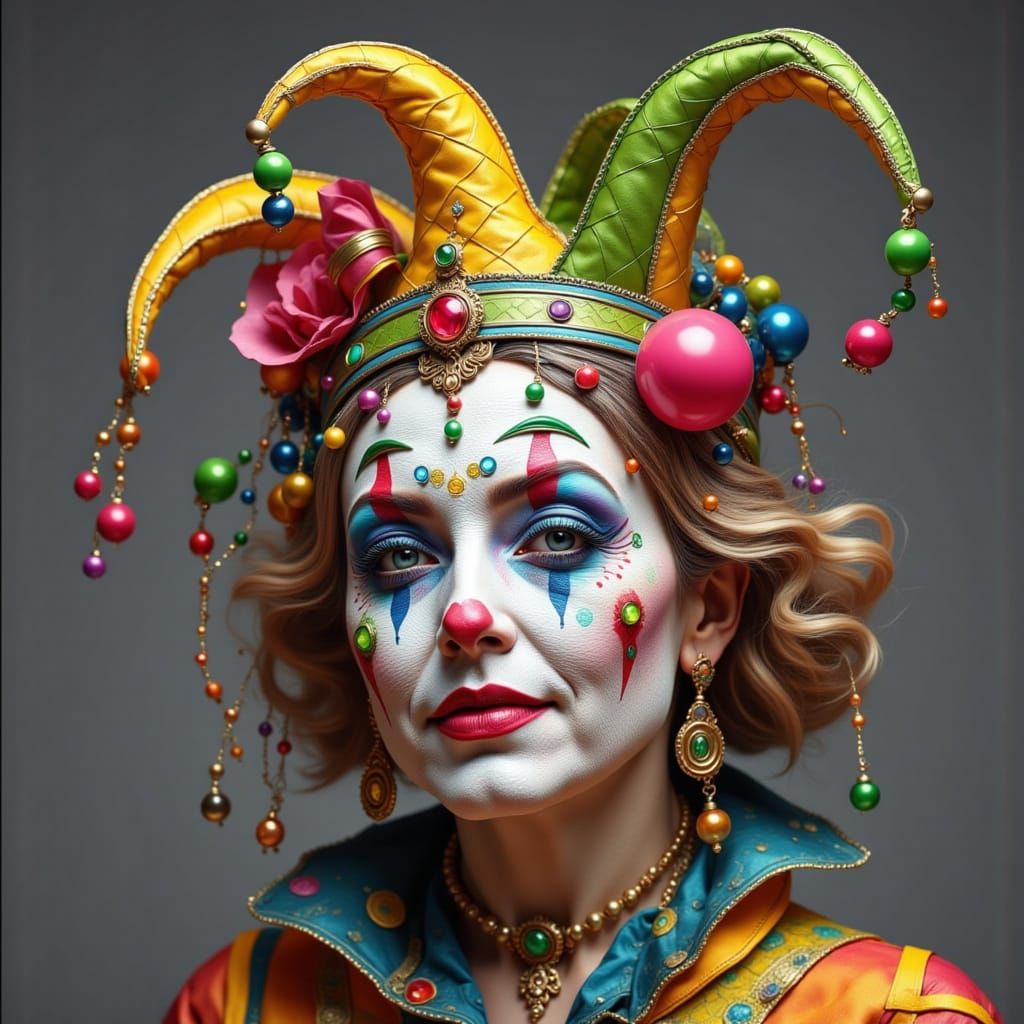 Cute Clown Mask with Jester Hat in Optix Render Style