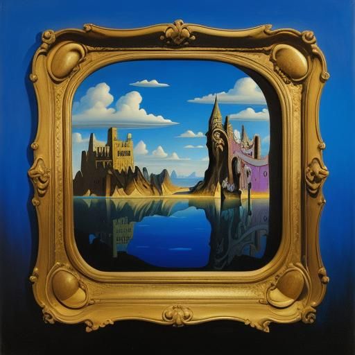 Surreal Melting Face Reflection as Oil Painting