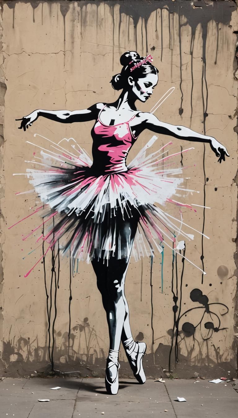 Ballerina Graffiti Art in Banksy Style