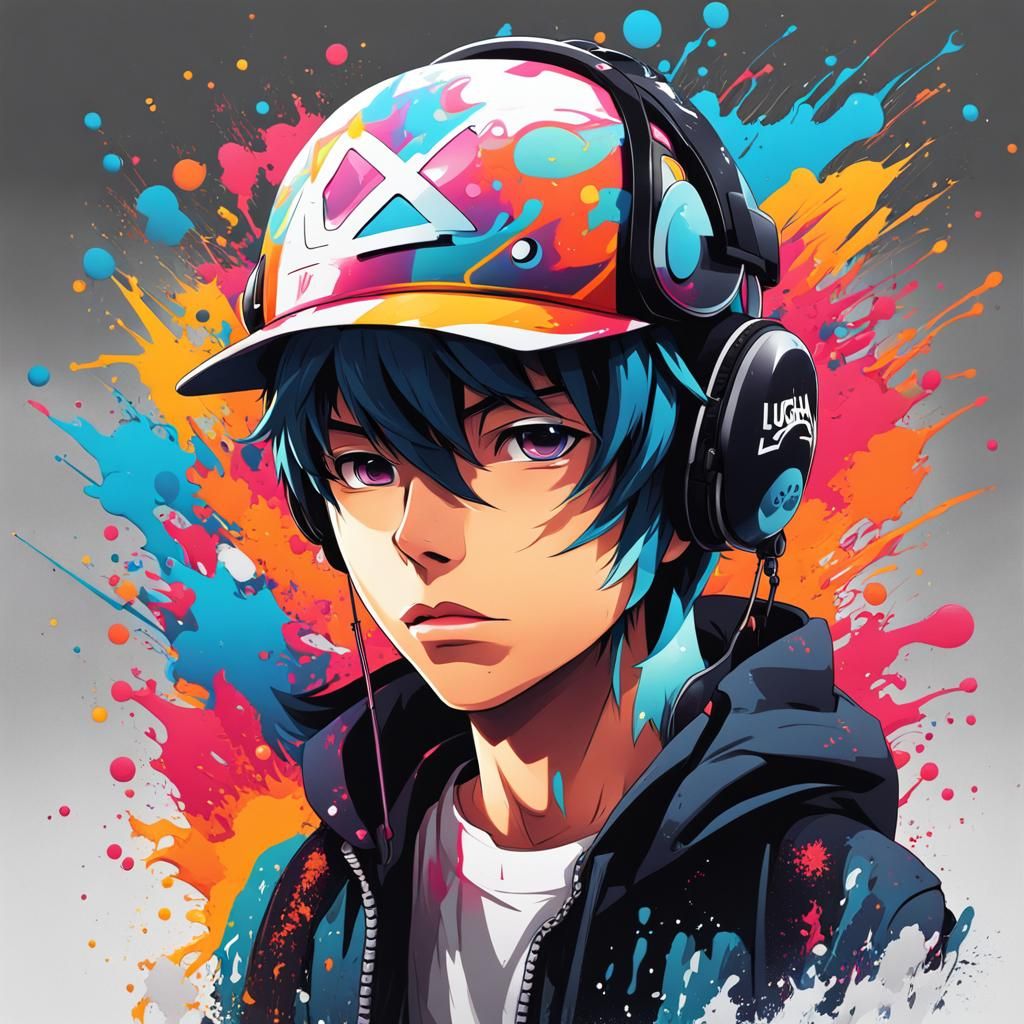 Anime Boy Graffiti Art with Text LUGHA