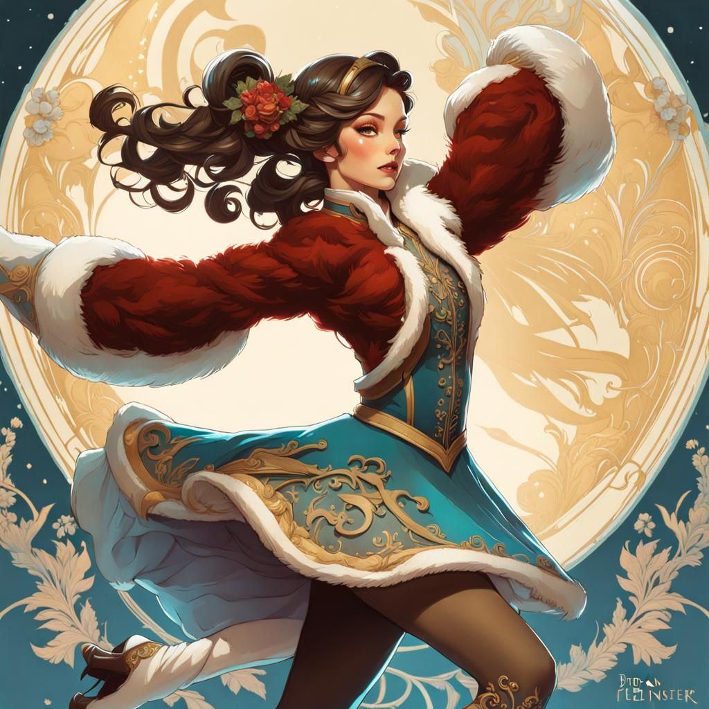 Figure Skater in Rococo Style, 3D Render