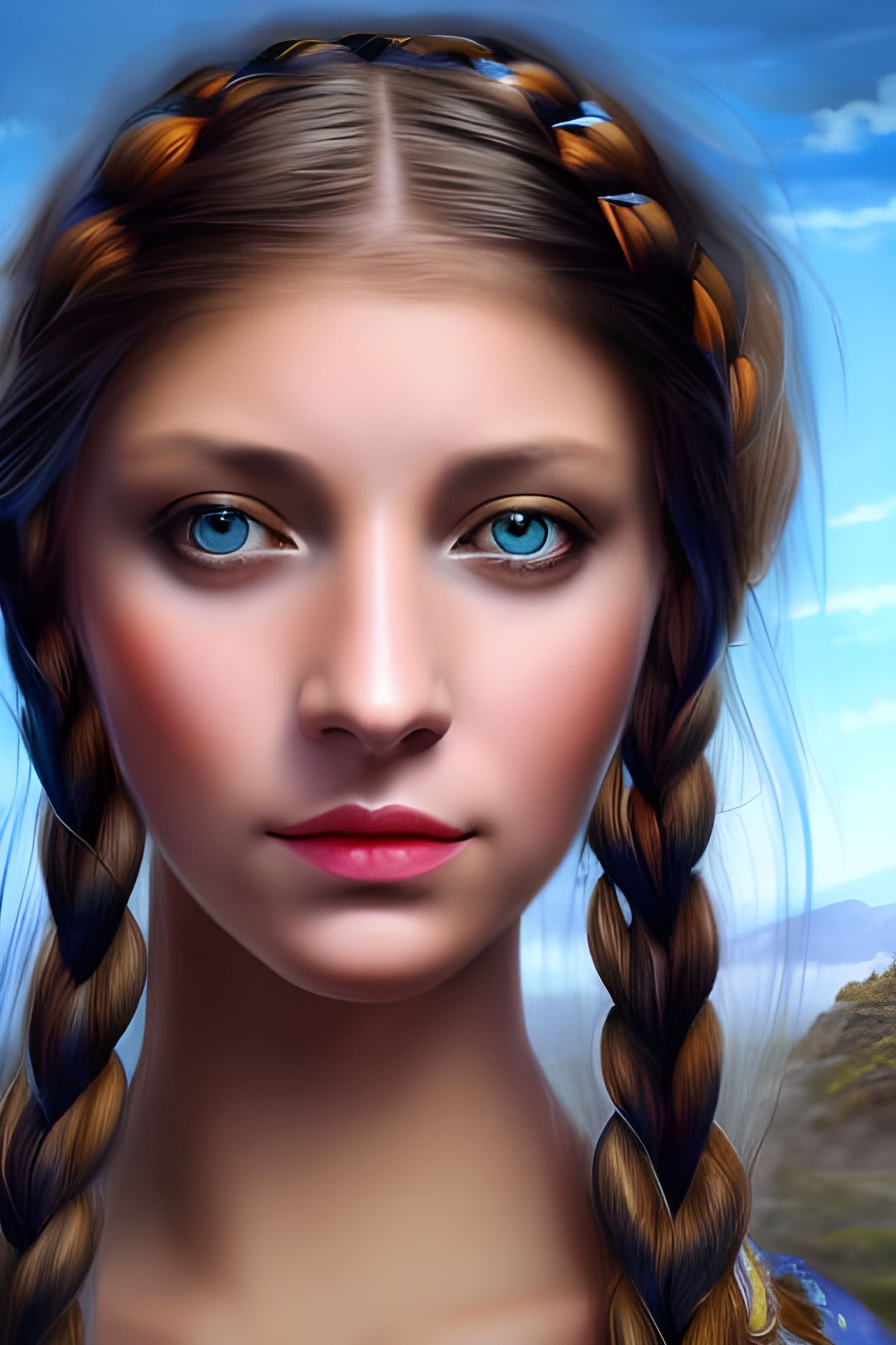 Blue-Eyed Minoan Woman in Hyperdetailed Fantasy Style