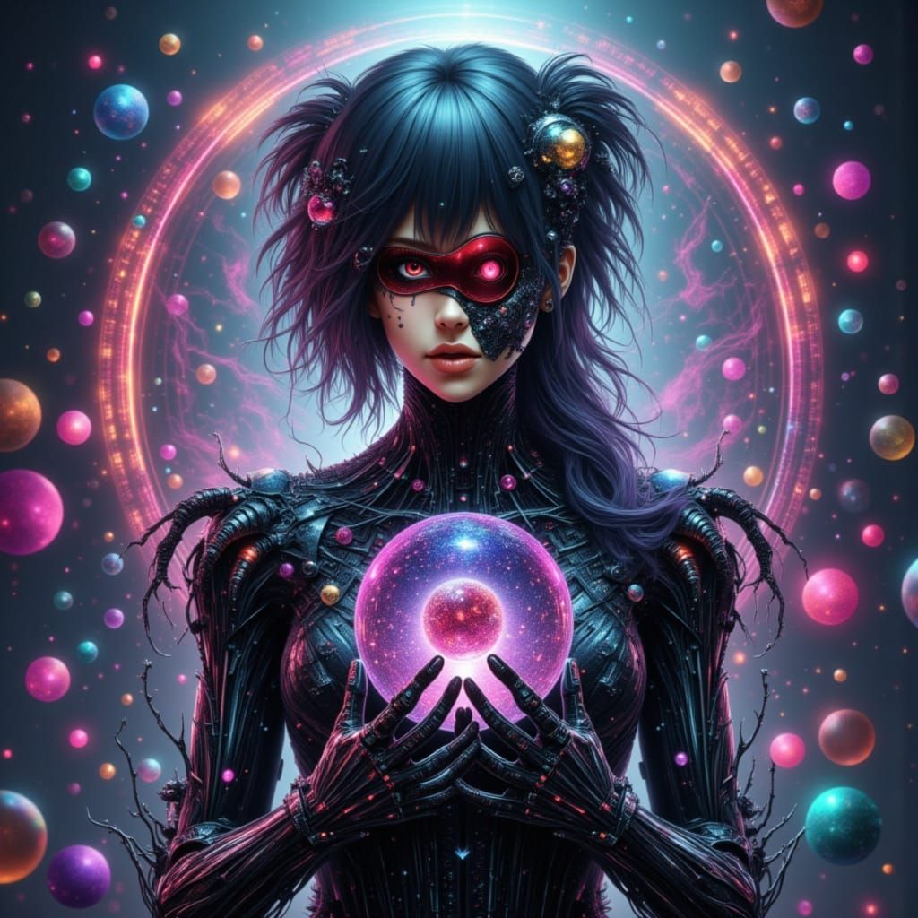 Cyberpunk Cyborg Spy with Magic Ball