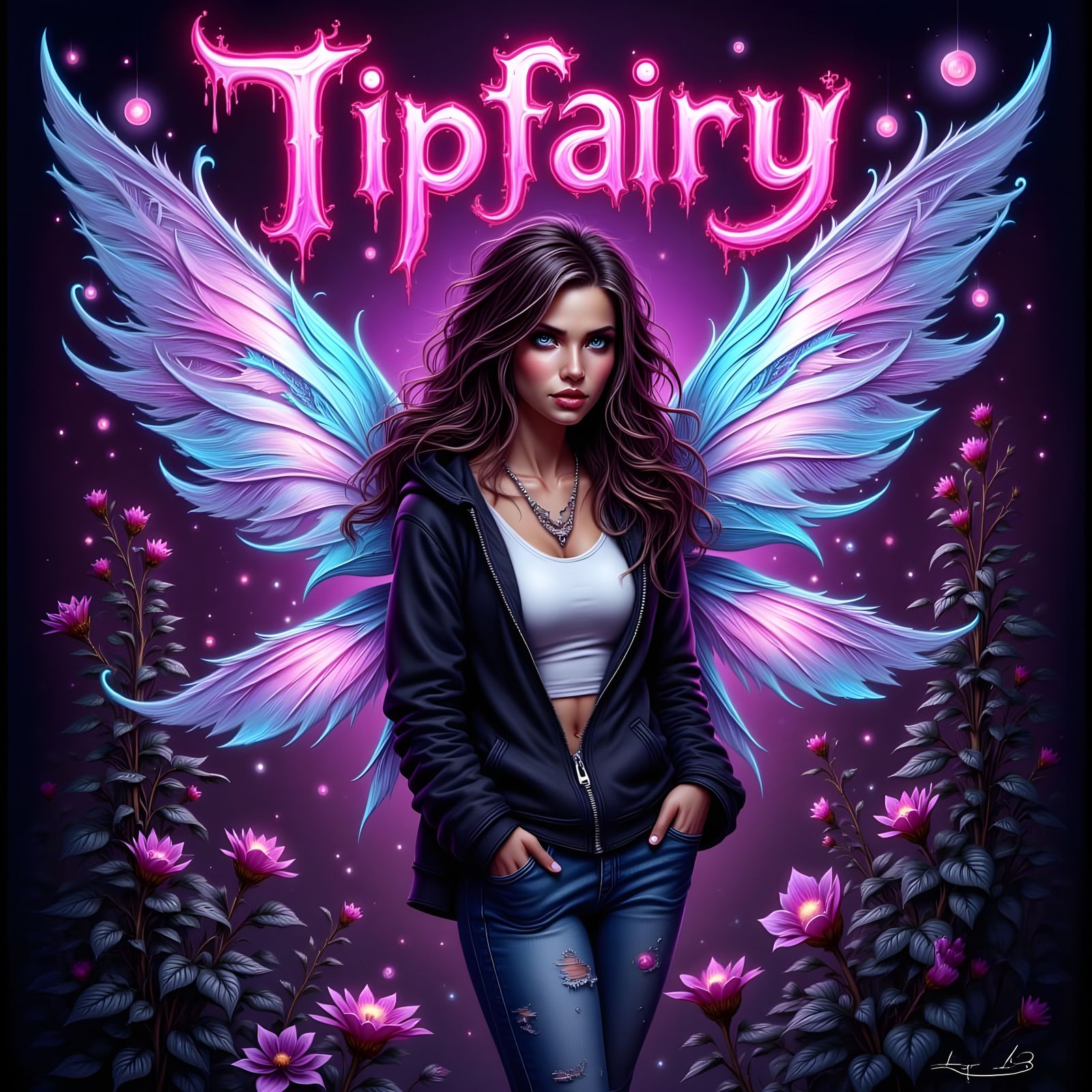 Edgy Tip Fairy Drops Credits on Nightcafe Art