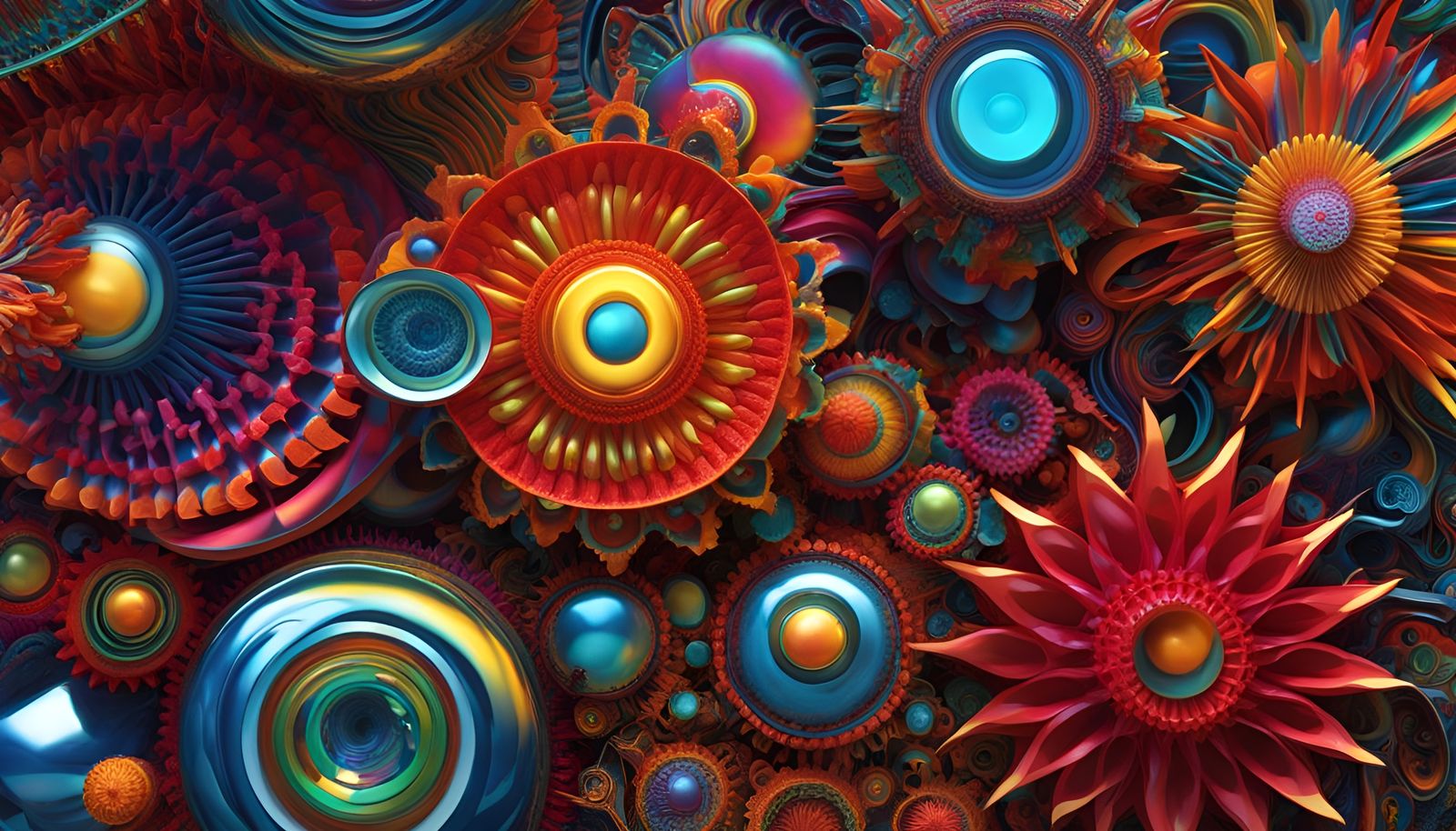 Colorful Biomorphic Cyberpunk Abstraction in Pop Art Style