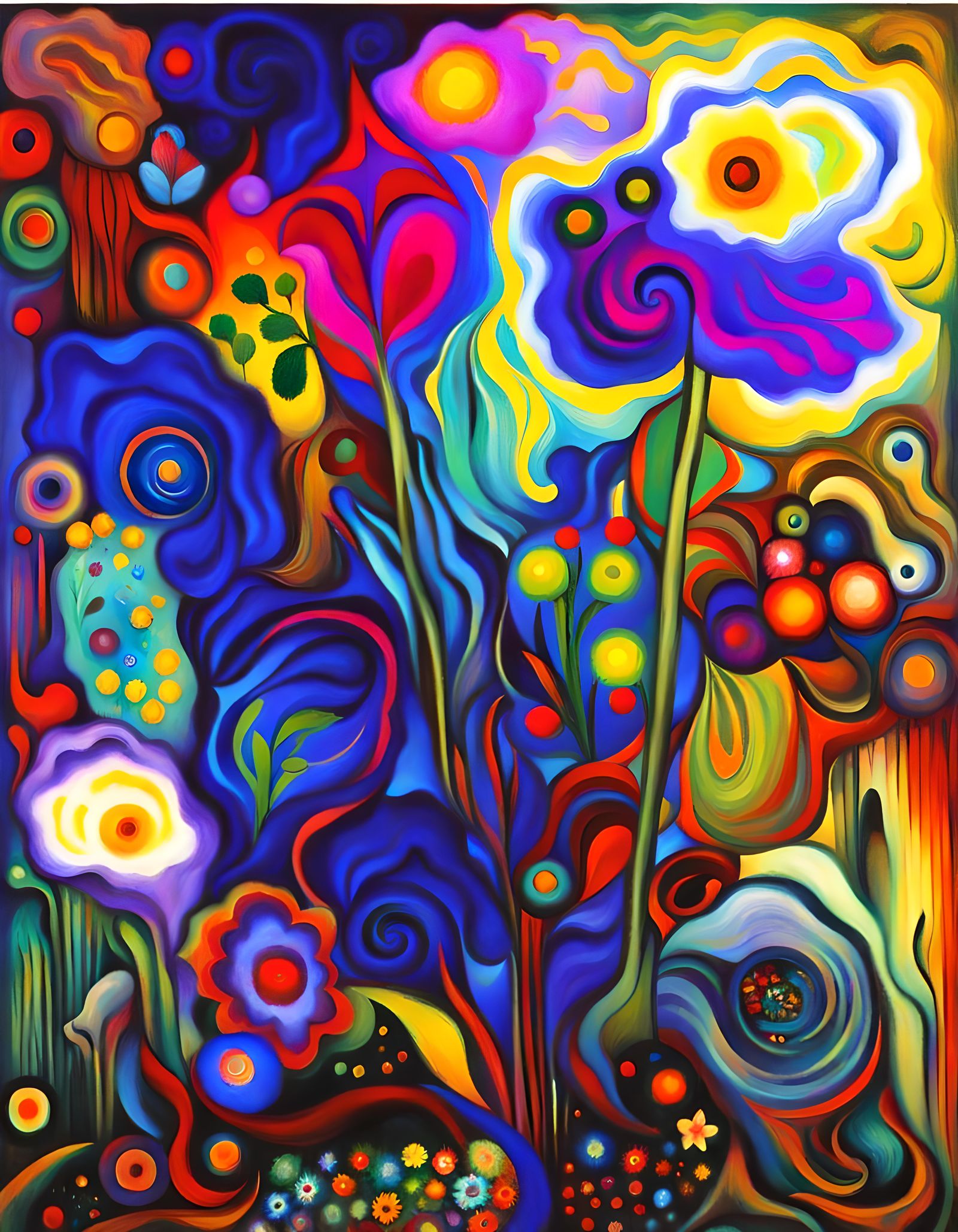 Biopunk Flowers in Fauvist Geometric Abstraction