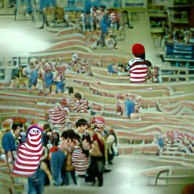 Complex Crowd Scene in Puzzlecore Style