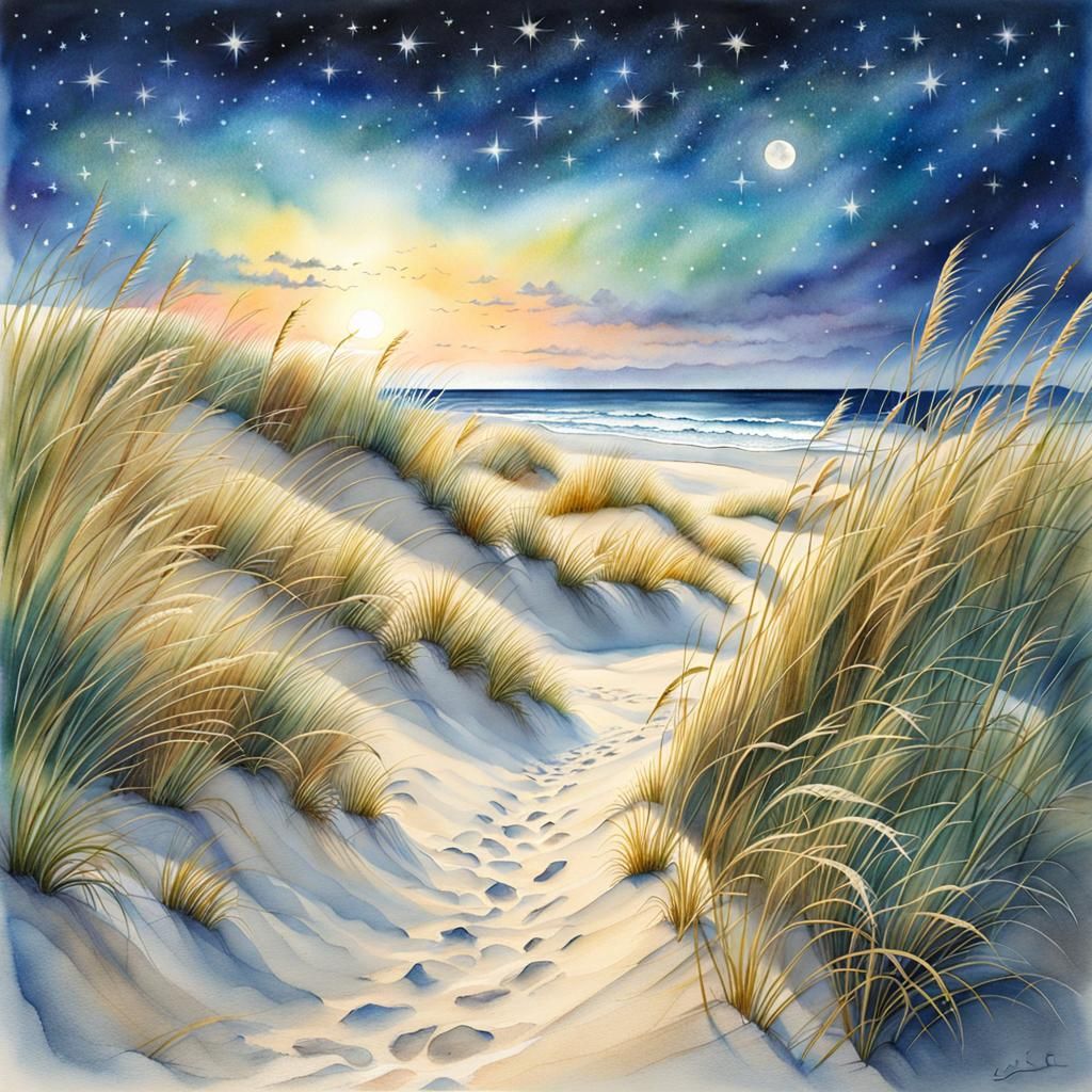 Sylt Island Beach Under Starry Night Sky