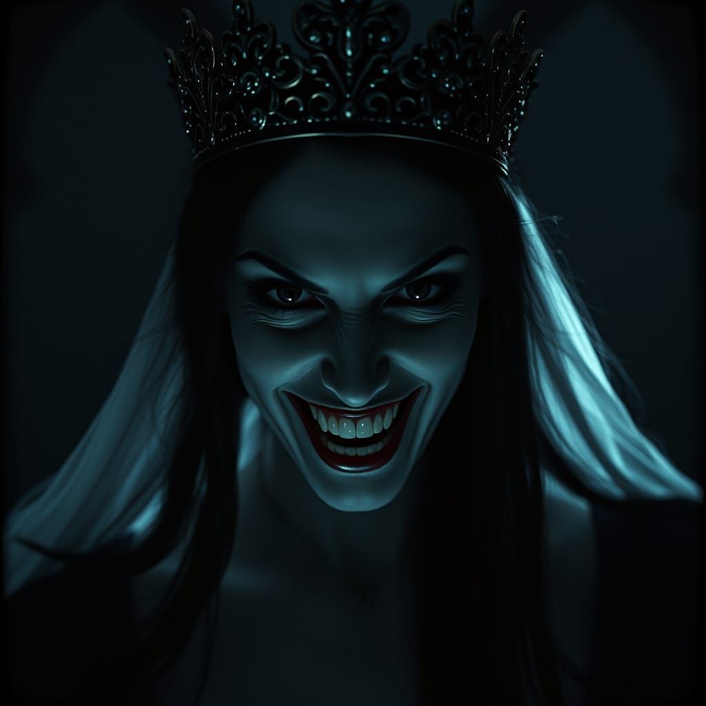 Ethereal Vampire Queen with Regal Presence in Dark Cinematic...