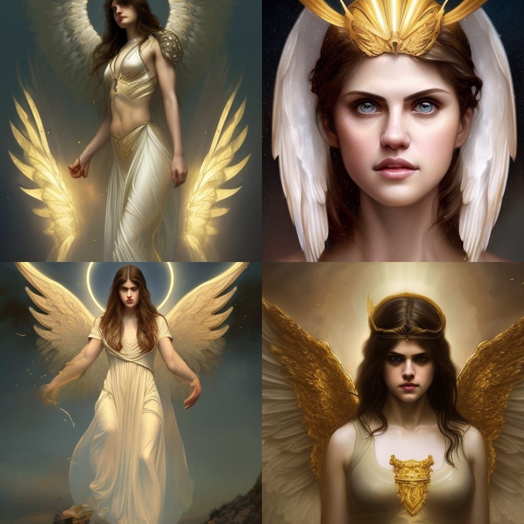 Alexandra Daddario as Angel: Hyperdetailed Portrait