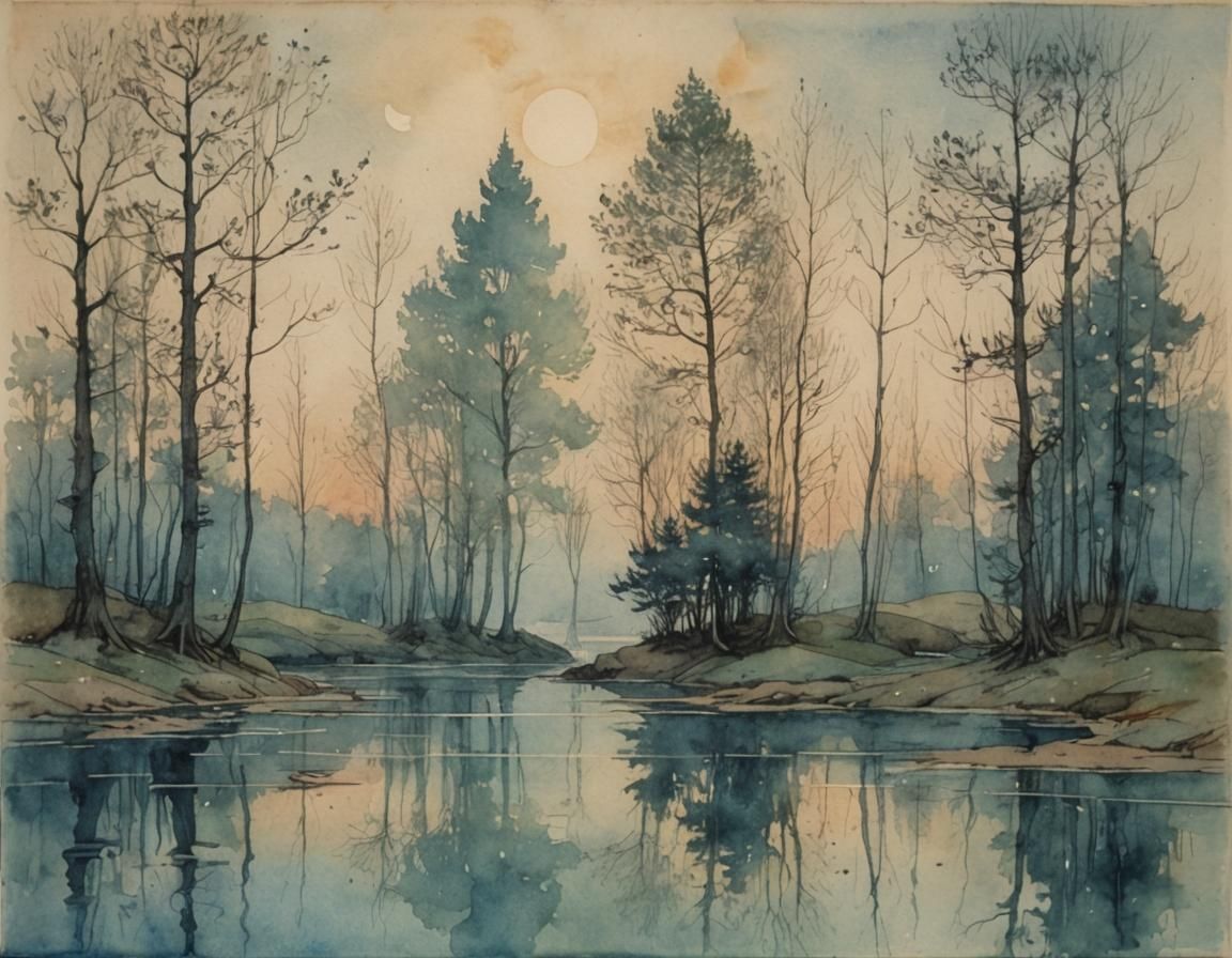 Abstract Ink and Watercolor Art