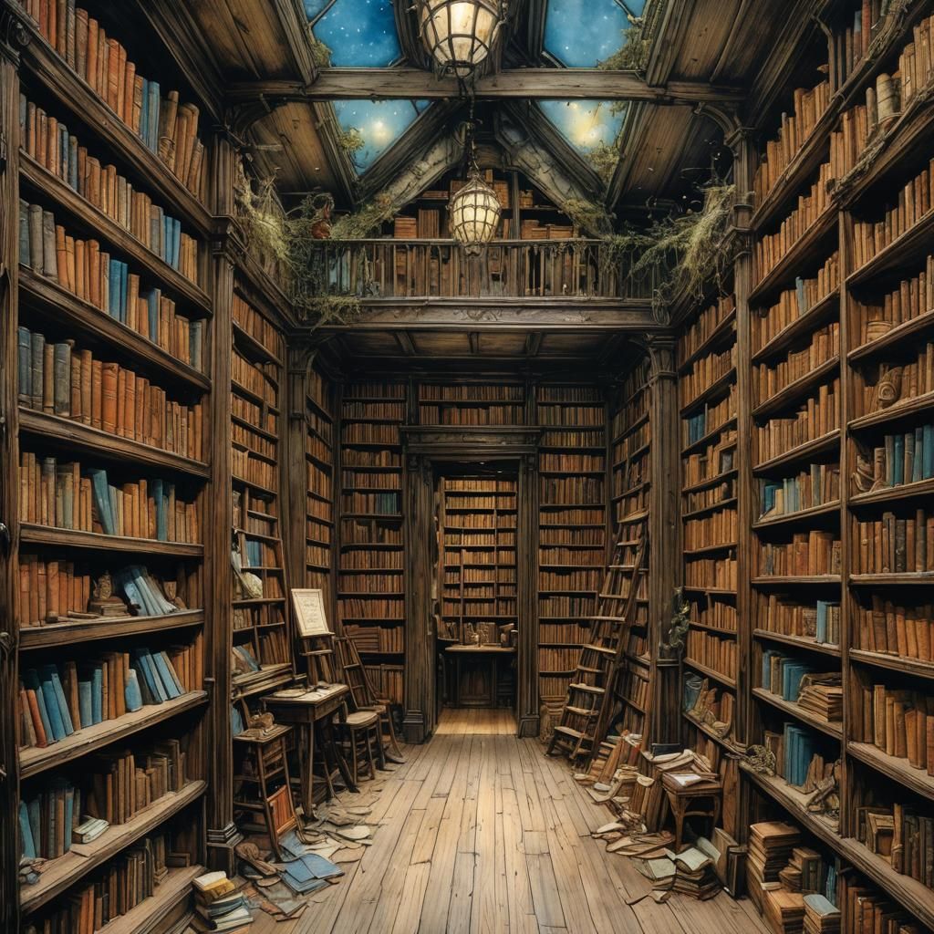 Entangled Book Shop in Classic Illustration Style