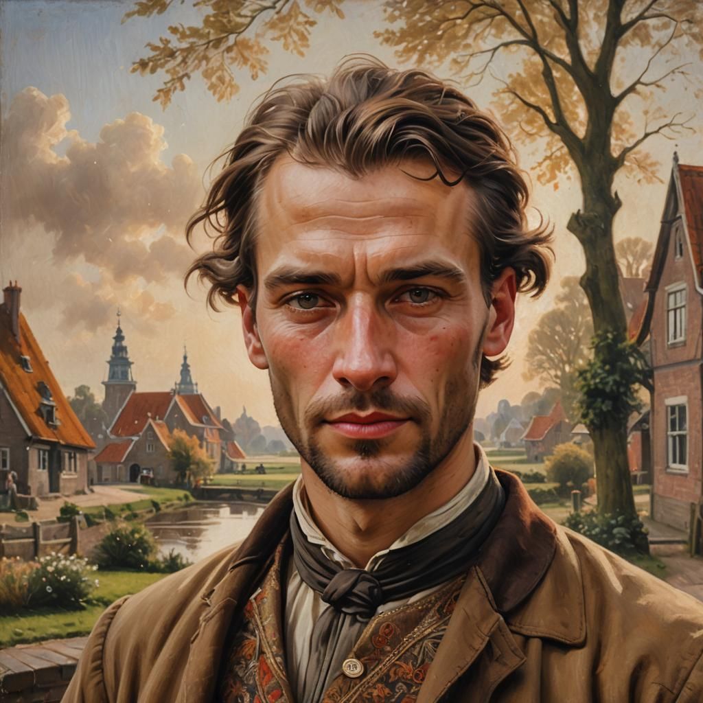Dutch Realism Portrait of Jan Aleman in Oil