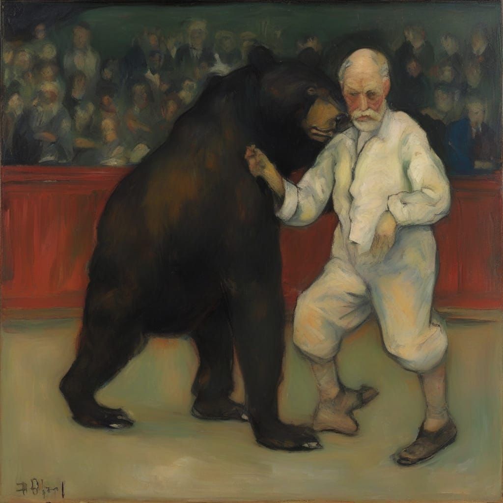 Circus Bear Fight Inspired by Soutine and Rothko