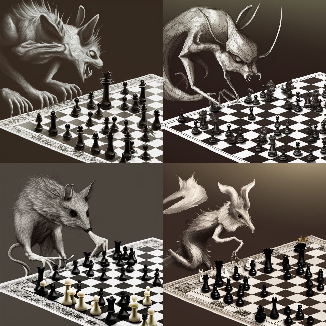 Rat Plays Chess: Digital Art Masterpiece