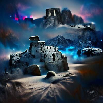 Snowy Castle Peak: Cinematic Sci-Fi Battleground