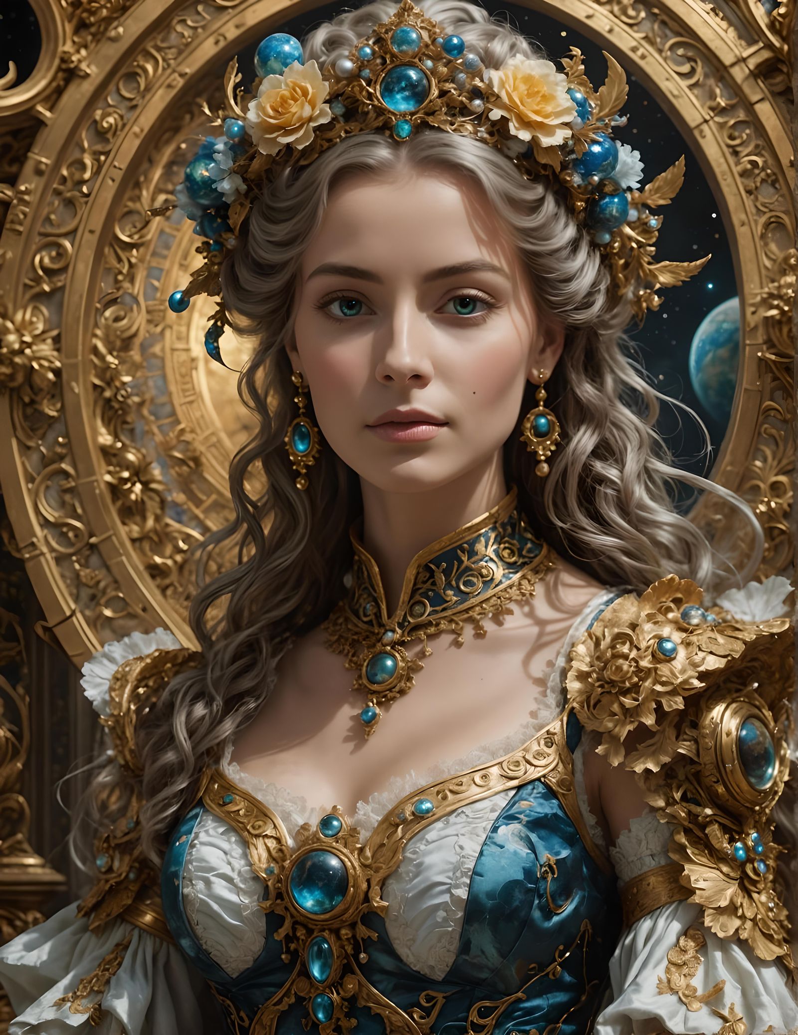 Rococo Goddess Portrait in Hyperdetailed Style