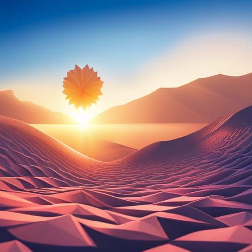 Delicate Origami Sunset Papercraft in 8K