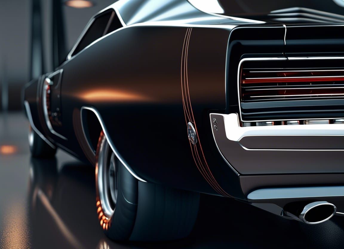 Detailed SR-71 Blackbird Dodge Charger in Rain