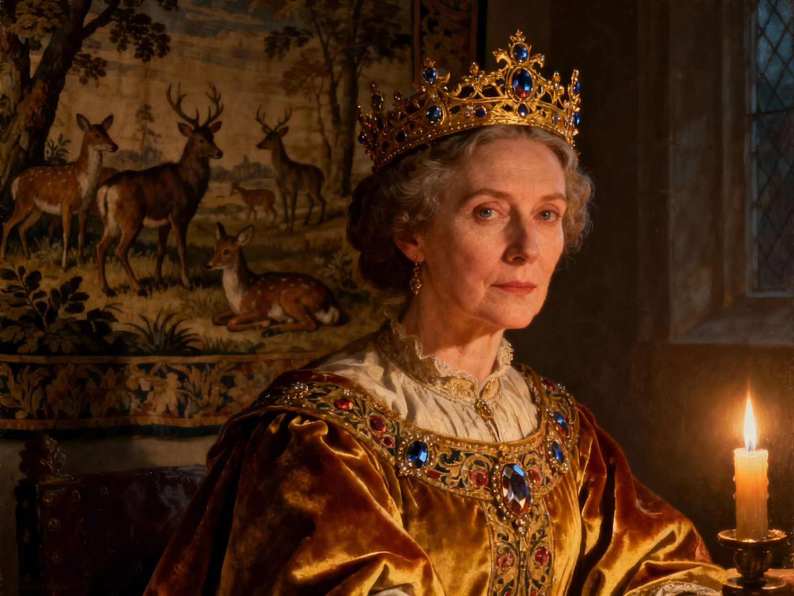 Medieval Queen Portrait in Old Masters Style