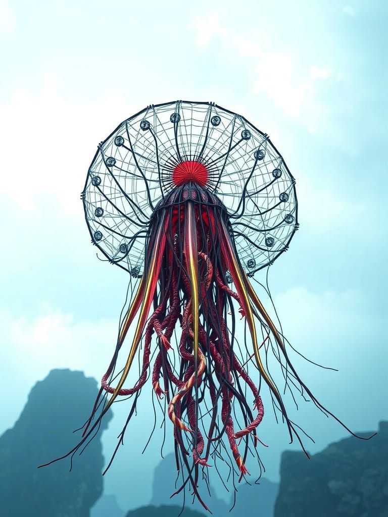 Jellyfish 3D Wire Sculpture Inspired by Calder