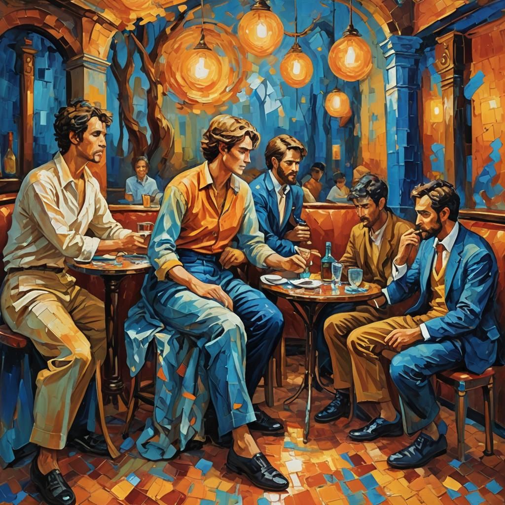 Expressionist Immortals Lounge in Dreamlike Atmosphere