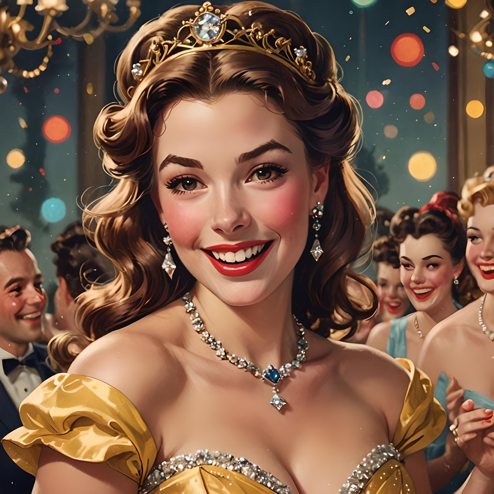 Princess Belle Portrait in Pin-Up Style
