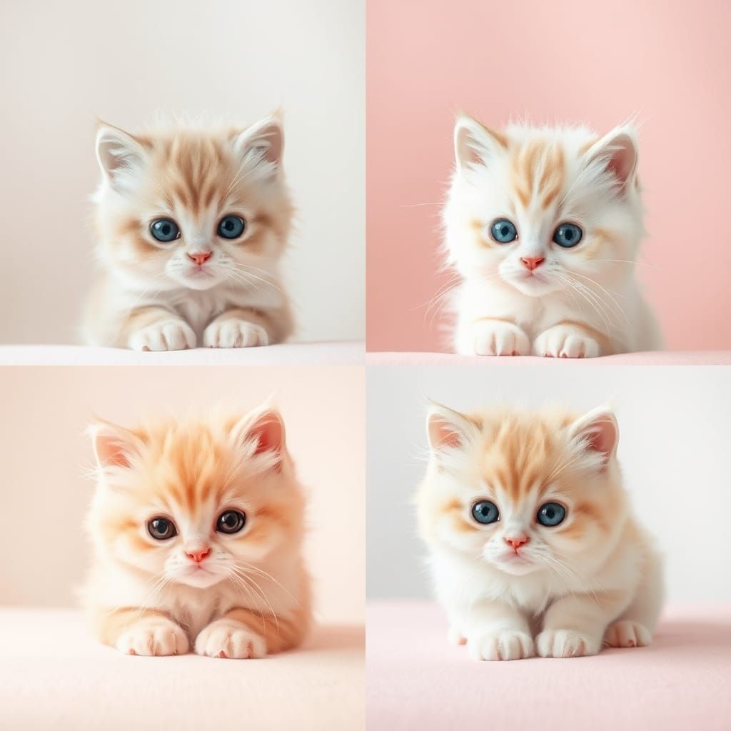 Pastel Kittens in Four Quadrants: Dreamy Digital Art