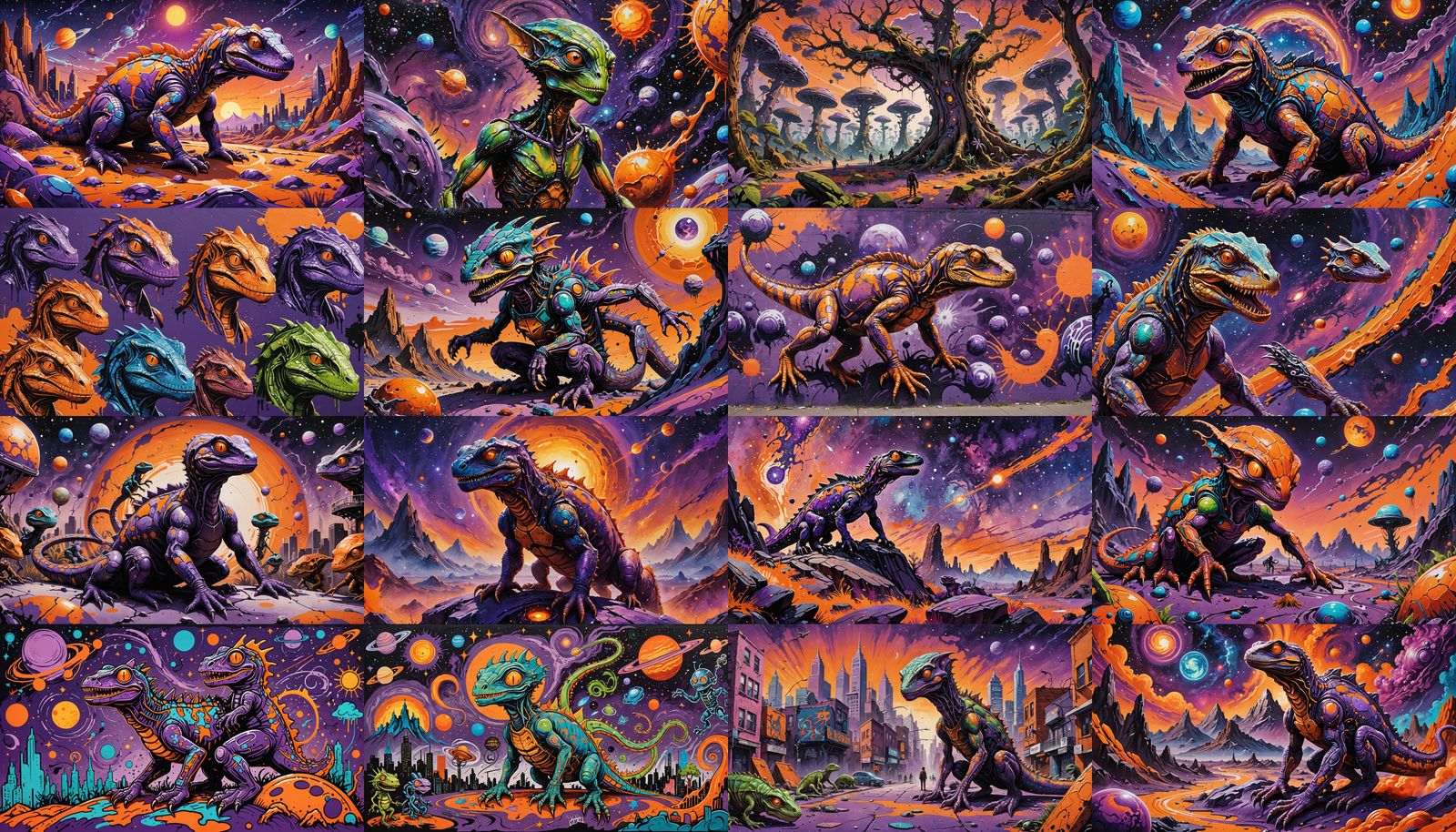 Reptilian Alien Evolution on Colorful Andromeda Planet