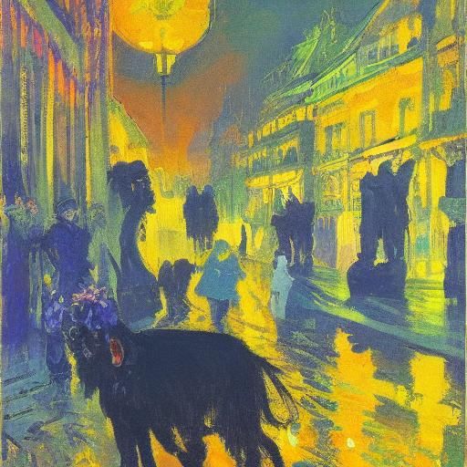 Fluorescent Vampire in Twilight: Painterly Digital Art