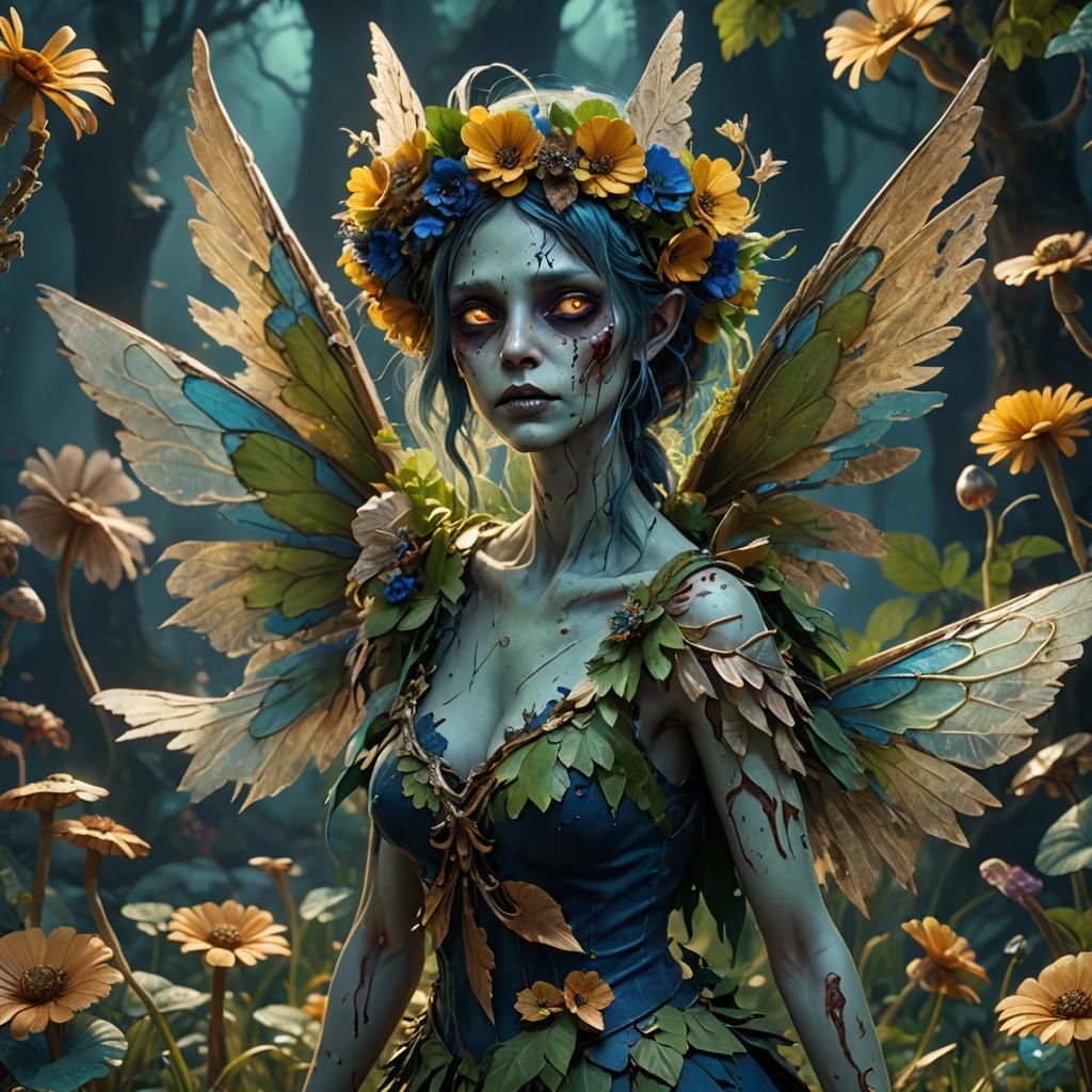 Zombie Fairy in Mystical Forest: 3D Art