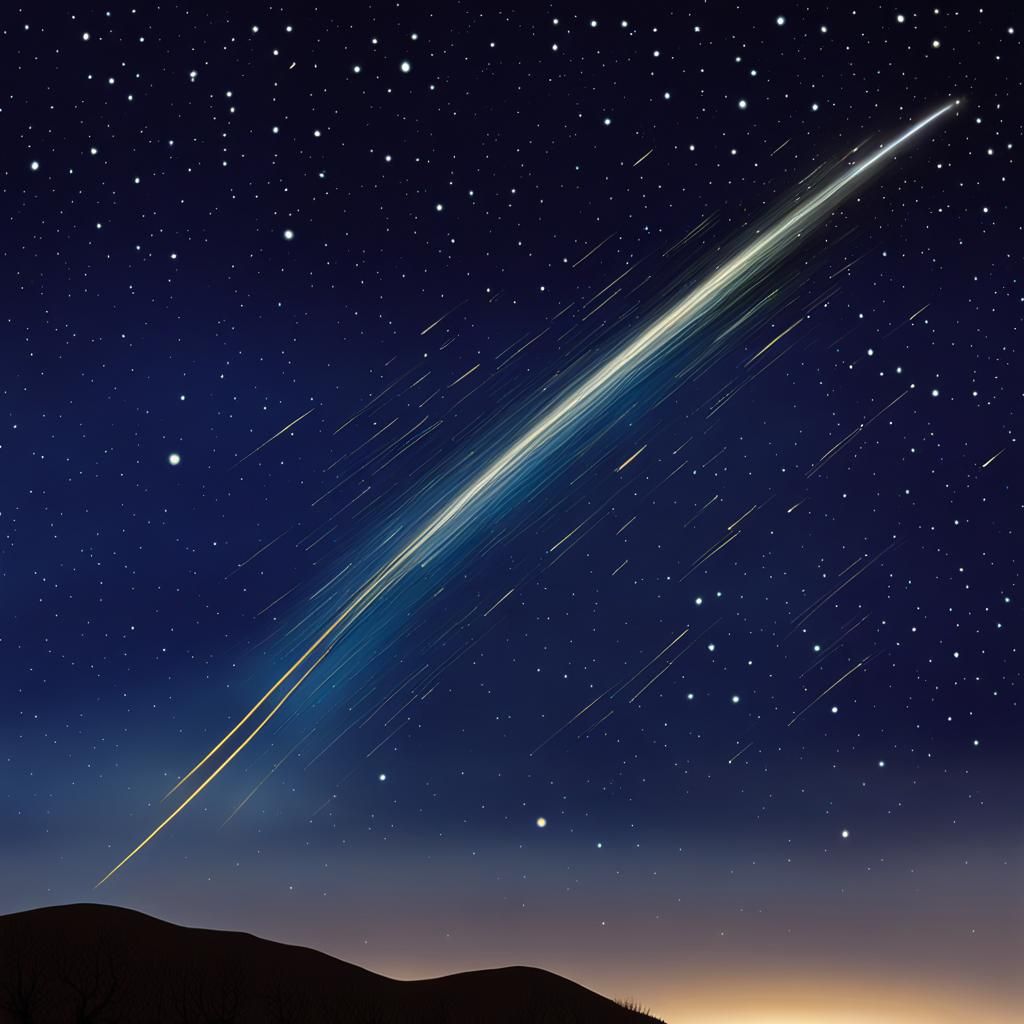 Shooting Star Streaking Across the Night Sky