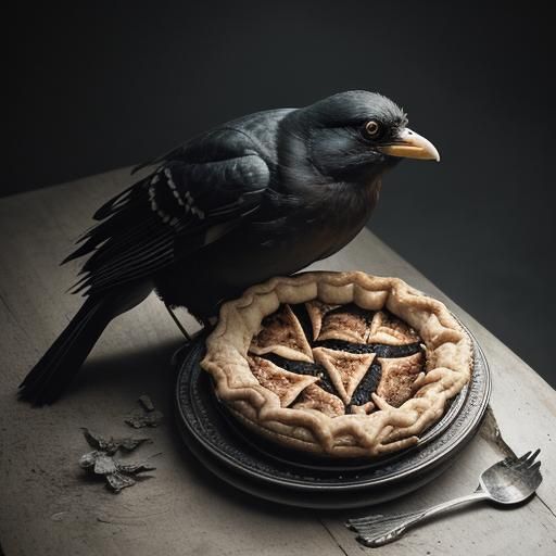 Hyperrealistic King Eating Blackbird Pie