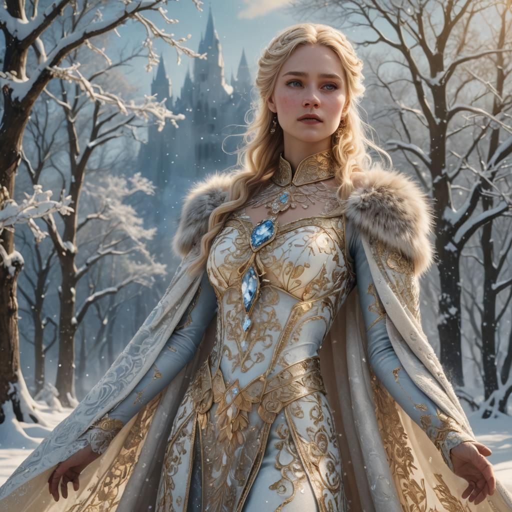 Winter Goddess in Snow, Fantasy Concept Art