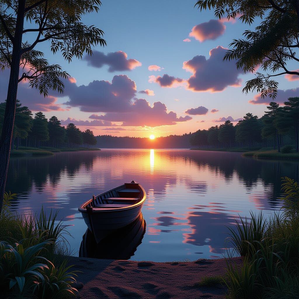 Dusk Lake: A 3D Rendered Cinematic Masterpiece