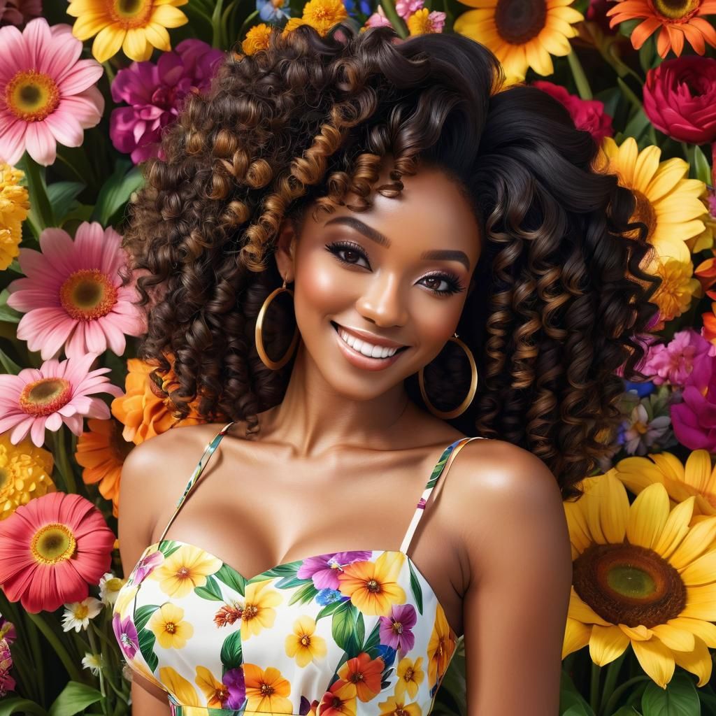 Anime Portrait of Girl in Flower Shop