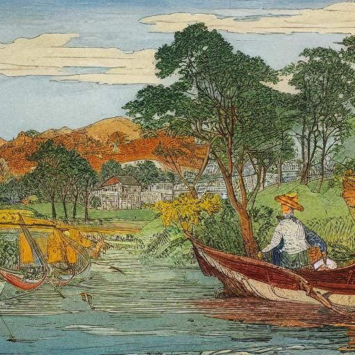 Pre-Raphaelite Landscape Inspired by Walter Crane