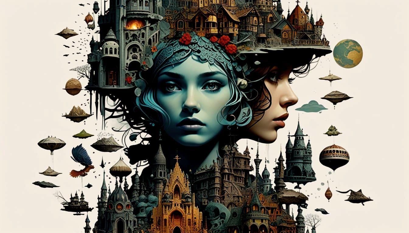 Intricate Underground Comix Collage in Fantasy Style