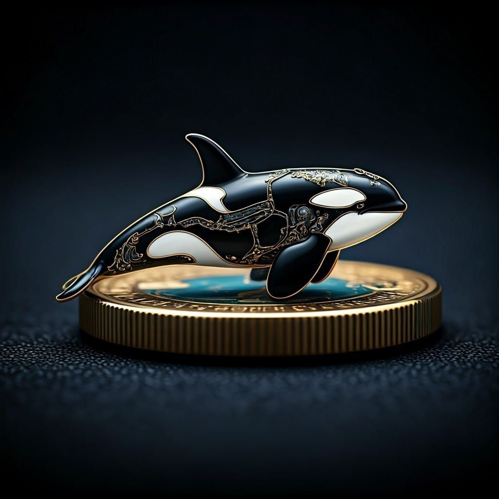 Onyx and Gold Killer Whale Coin