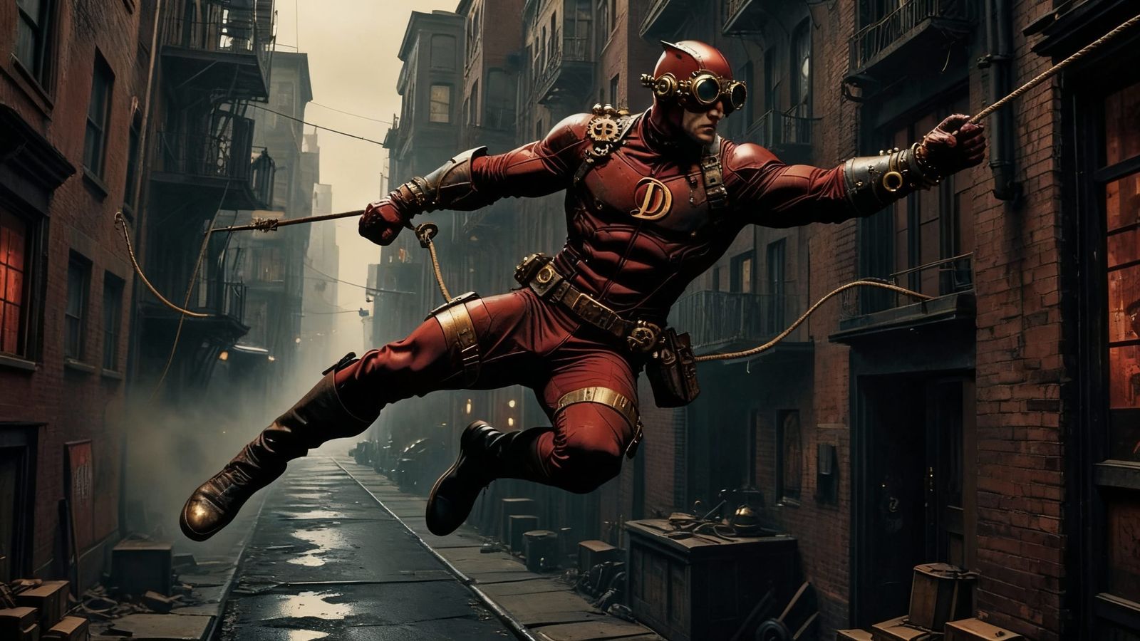 Steampunk Daredevil in Frank Miller Comic Style