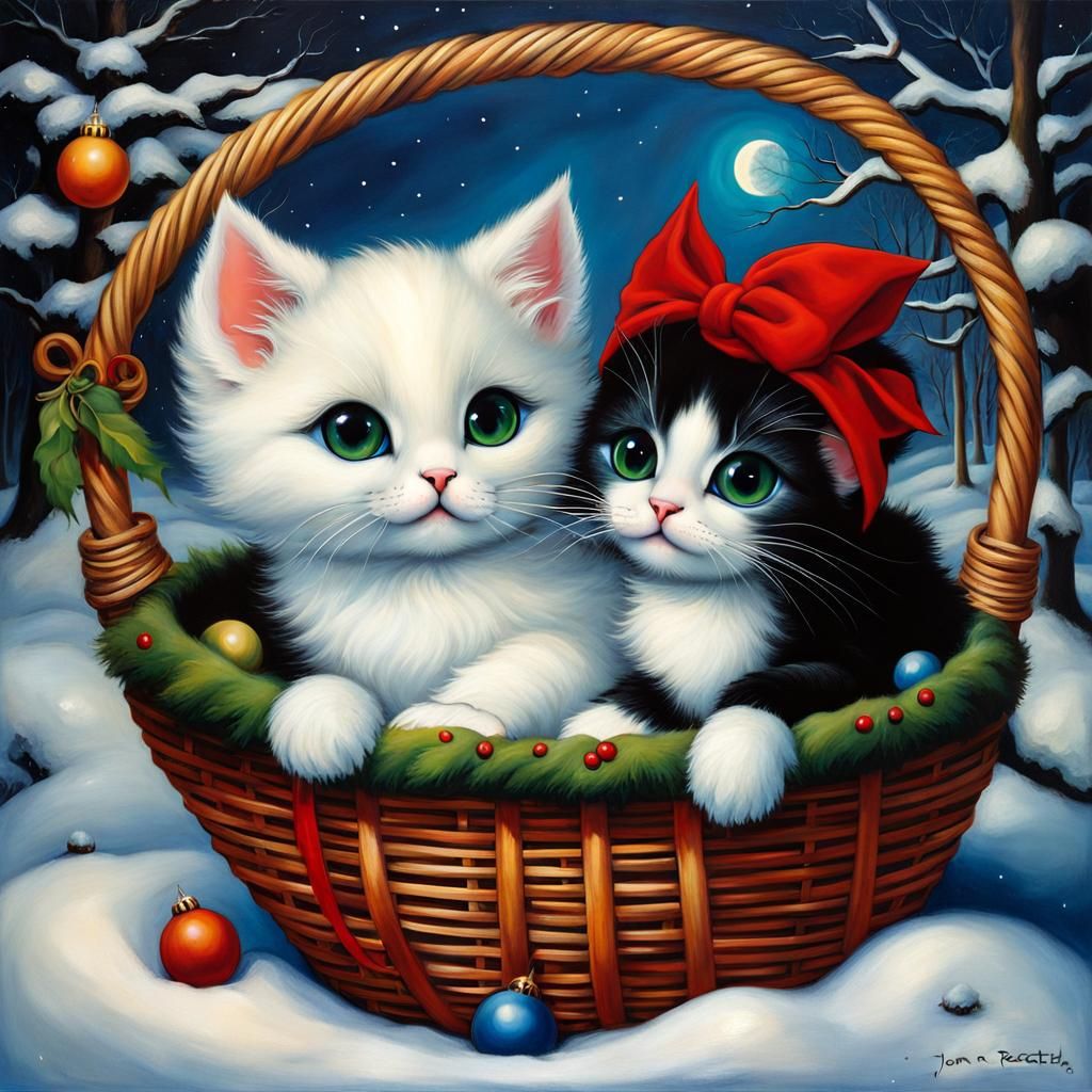 Kitten in Winter Wonderland, Surrealist Style